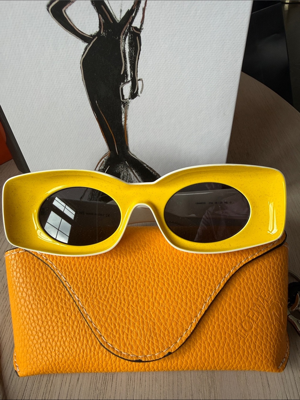 Loewe Paula’s Ibiza Yellow Oversized Sunglasses New Full Set Rare - Picture 2 of 9